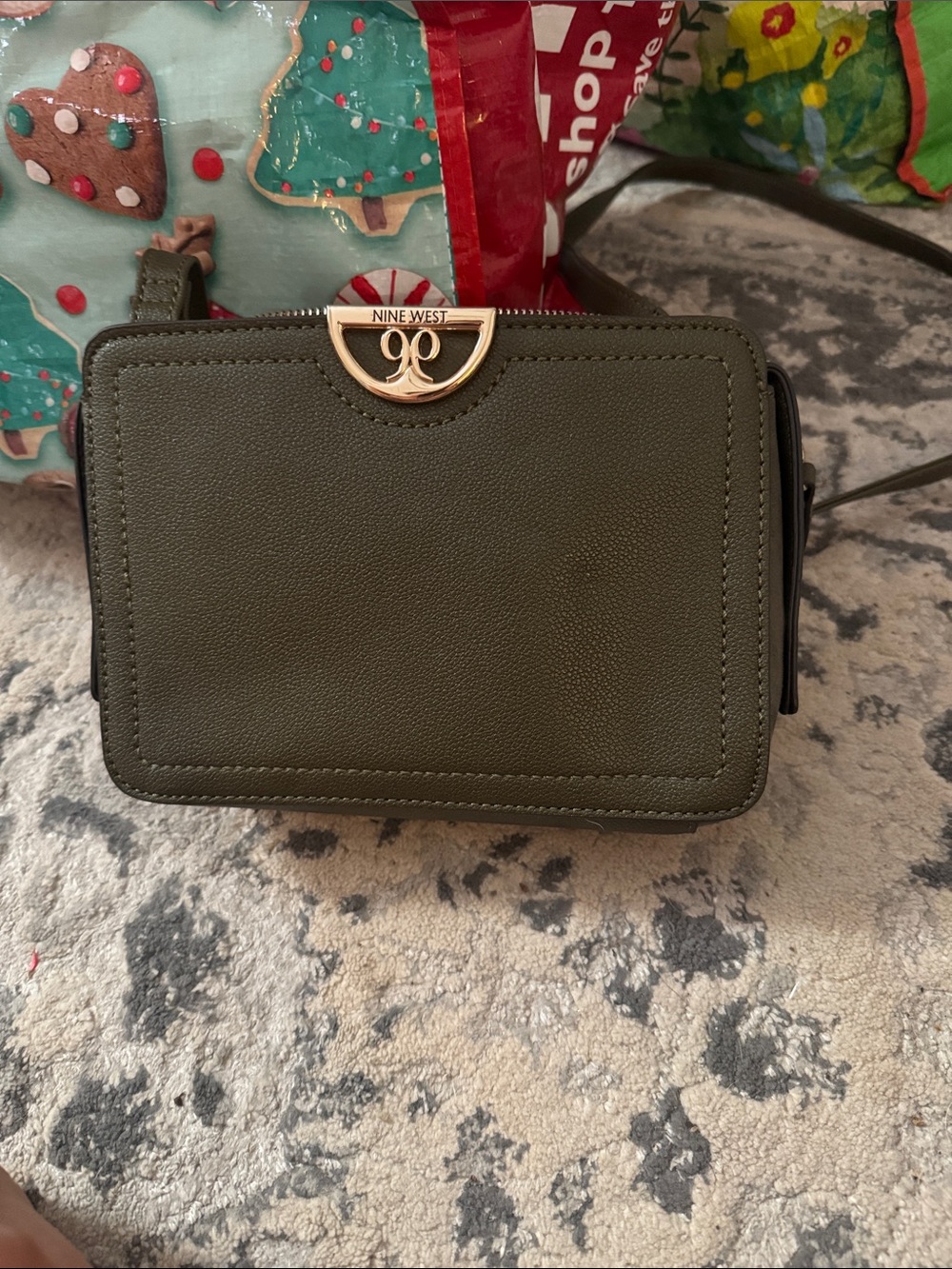Nine West Olive Crossbody with Gold Accent